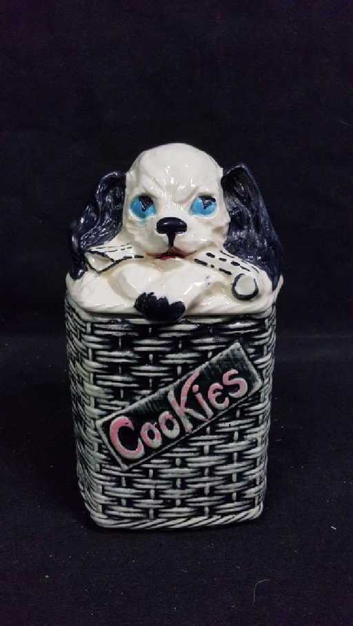 1950'S Cookie Jars Amazing 60's McCoy Basket Weave Dog Cookie Jar 1950'S Cookie Jars Amazing 60's McCoy Basket Weave Dog Cookie Jar