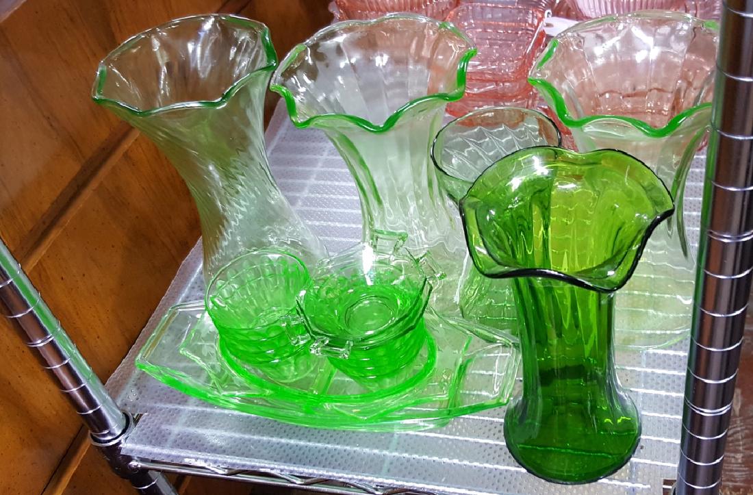 Collection of Vintage Spiraling Green Glass Vases (1 of 3)