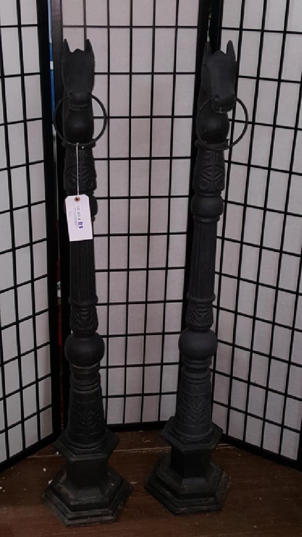 Pair of Cast Iron Horse Head Tethers (1 of 2)