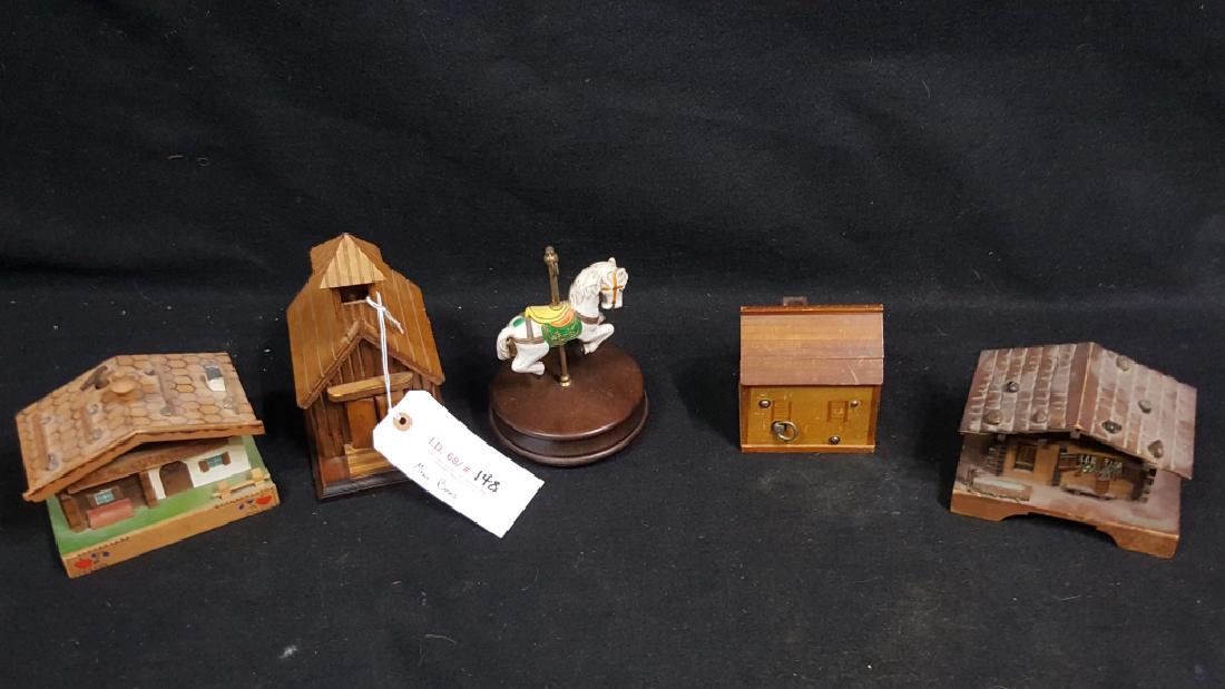 (6) Wooden House, Carousel, Ballerina Music Boxes (1 of 3)