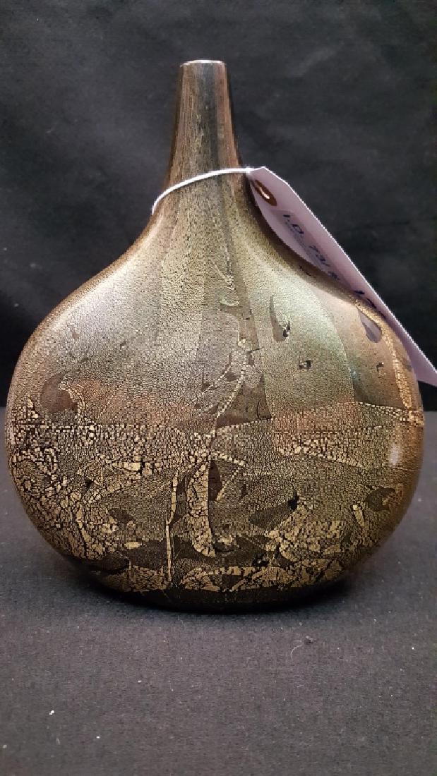 Isle Of Wight Glass Bottle Hand Made In England: The heavily gold flecked bottle appx. 8.75" tall, 6.5" wide.