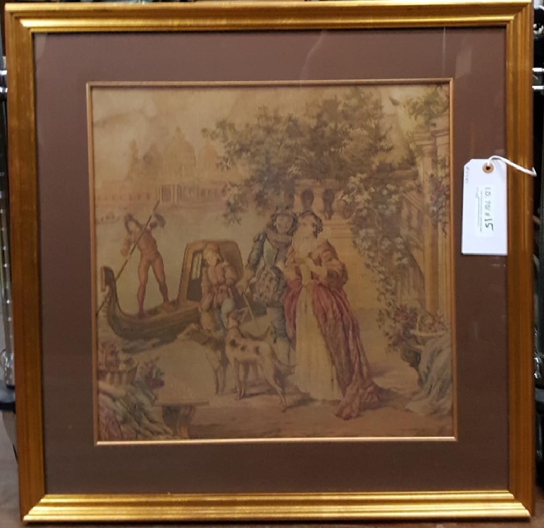 Antique Italian Needlepoint Gilt Wooden Frame: Sight 18" X 18" and gilt frame 26.25" X 26.25"