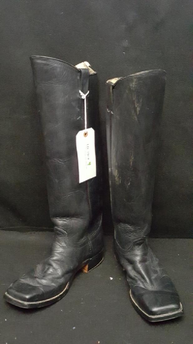 Civil War Reenactment Officer Boots W/ Stirrups: Leather Civil War reenactment boots with bronze stirrups. 18.5" tall X 12.5" from heal to toe. Along woth boot hooks.