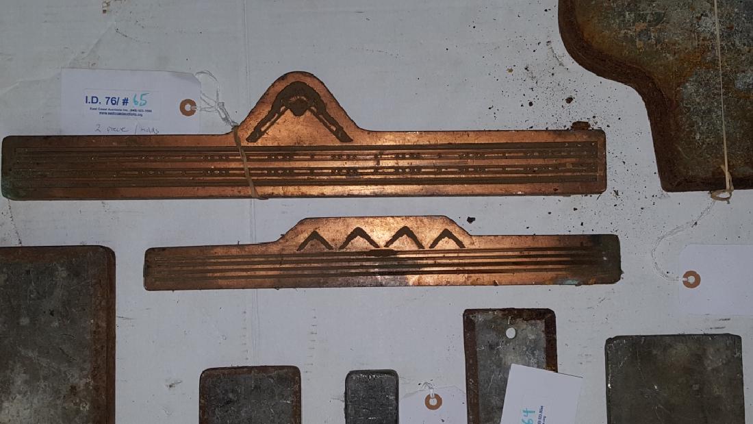 Early 19thC Copper and Lead Architectural Molds: Very heavy, we are recommending pick-up or private delivery service. I believe these molds work together.. 16" X 2 3/8" X 1/2" along with 20 1/4" X 4 1/4" X 5/8"