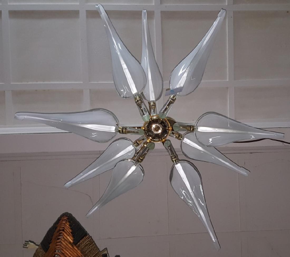 Franco Luce Murano Chandelier "Calla Lilly": In excellent condition, hand blown Murano Calla Lilly floral chandelier. Approximate measurements 22" X 44" diameter