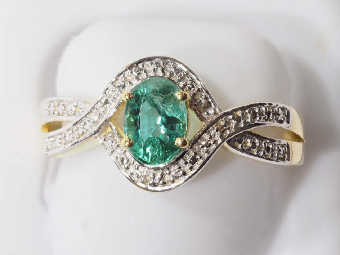 Emerald Sterling Silver Gold Plated Ring (1 of 2)