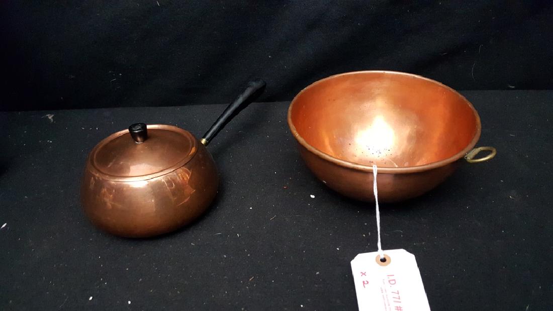 Mettawa Poland copper Fondue pot and Mixing Bowl (1 of 2)