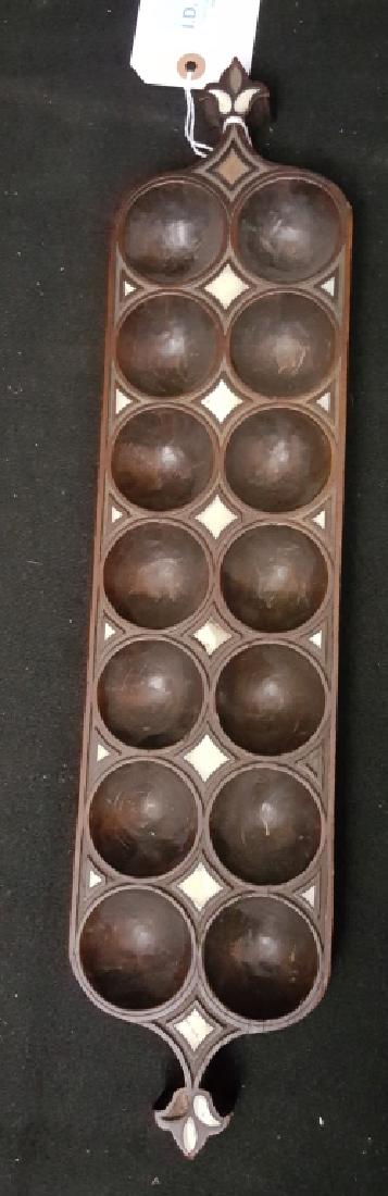 Hand Carved Mancala board with Mother of Pearl (1 of 1)