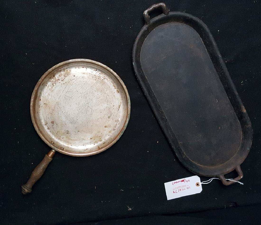 Antique griddles Wooden handle copper & cast iron (1 of 2)
