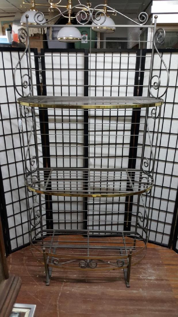 French Brass & Wrought Iron 3 Shelf Baker's Rack (1 of 3)