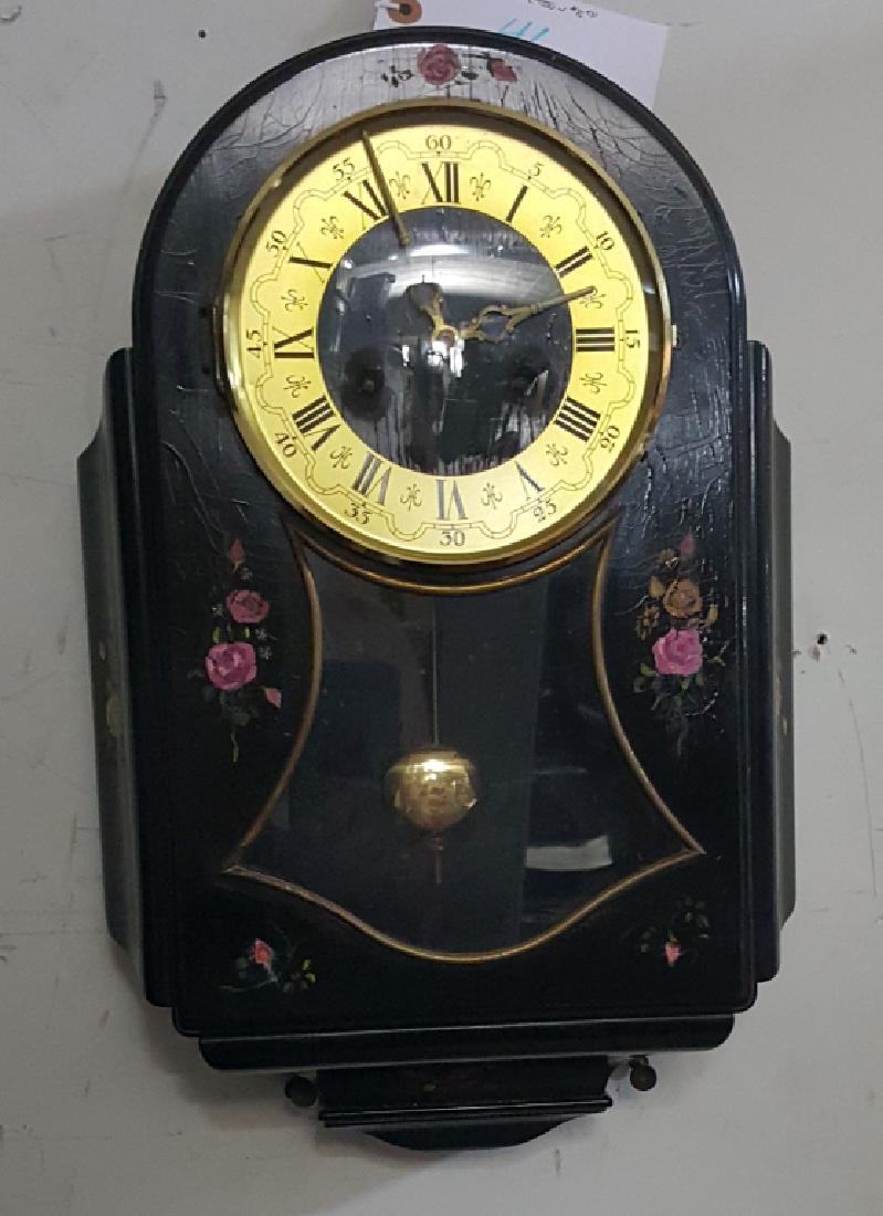Antique Wall Clock In Painted Black Case (1 of 3)