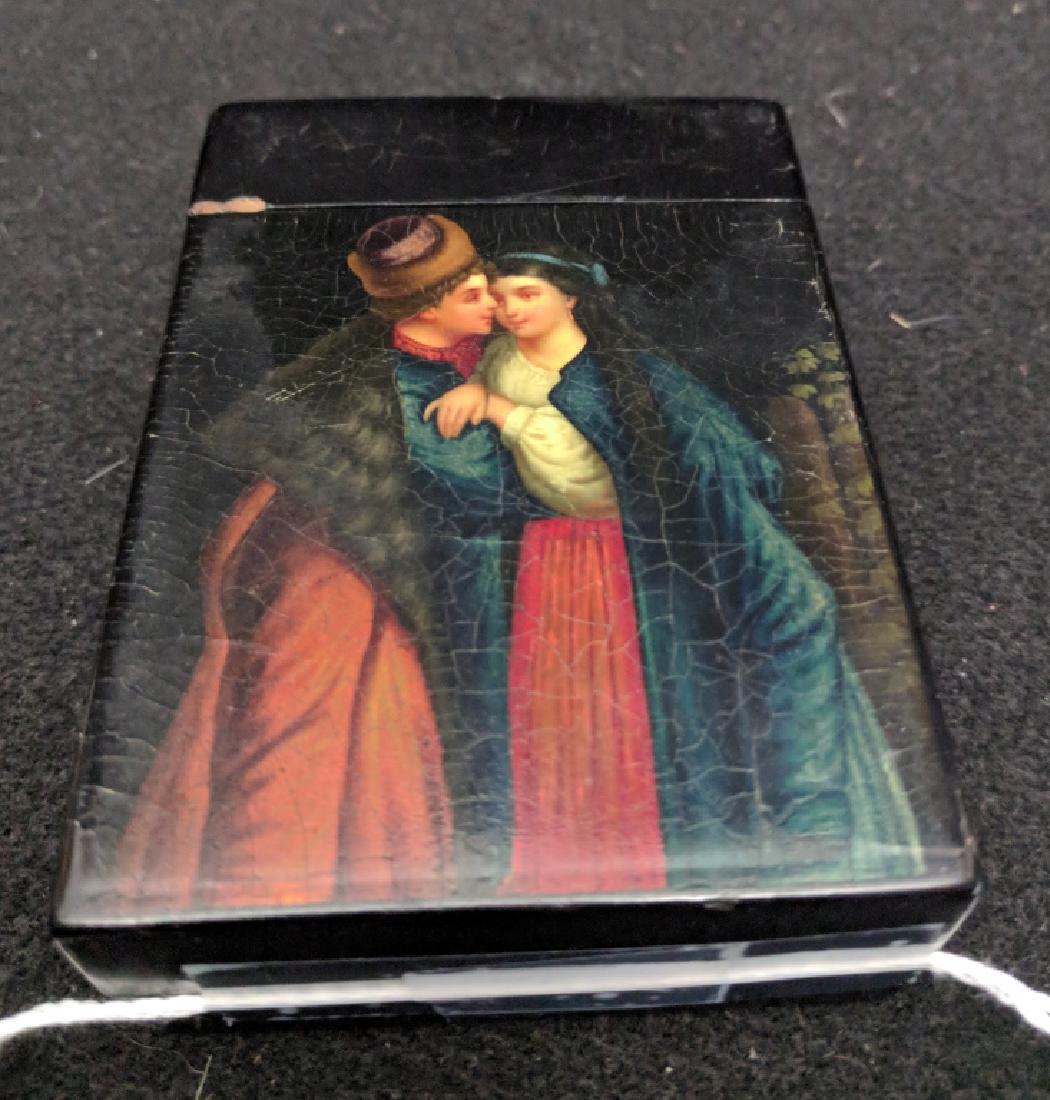Fine Russian Antique Papier Mache Playing Card Box (1 of 3)