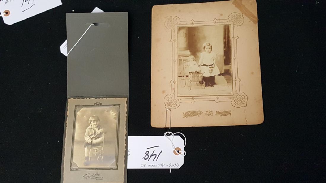 2 Antique Photos- Children Toys Teddy Bear & Doll (1 of 4)