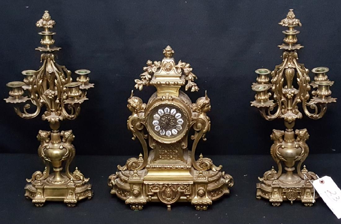 French Gilt Bronze Clock Garniture S. Marti (1 of 7)