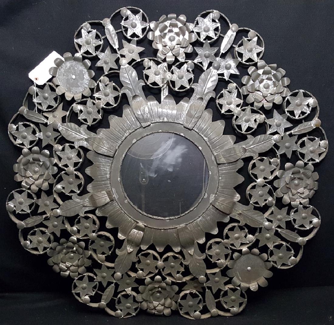 A Large & Ornate Mexican Tin Mirror (1 of 1)