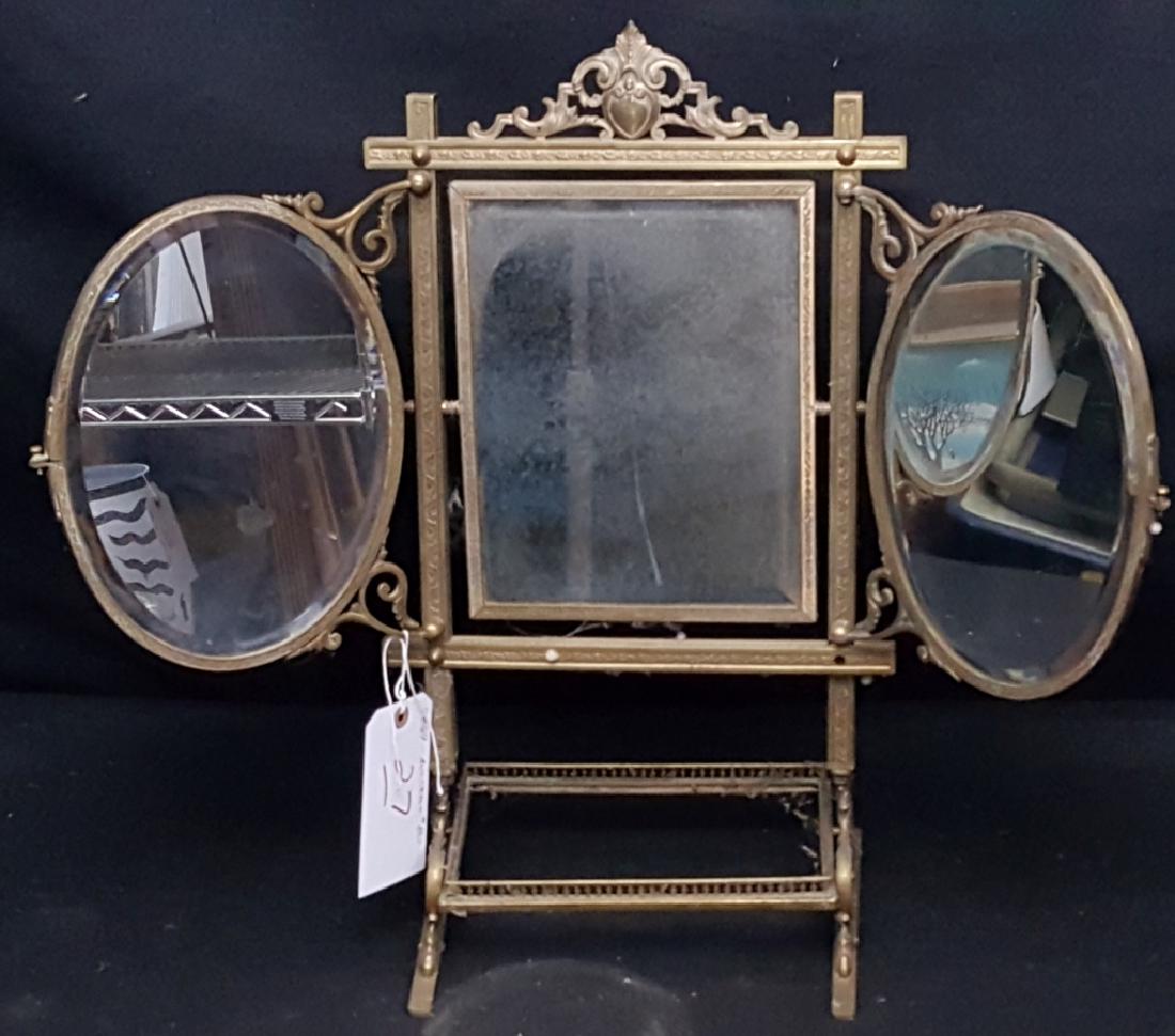 Victorian Tri Fold Mirror In Brass Frame (1 of 5)