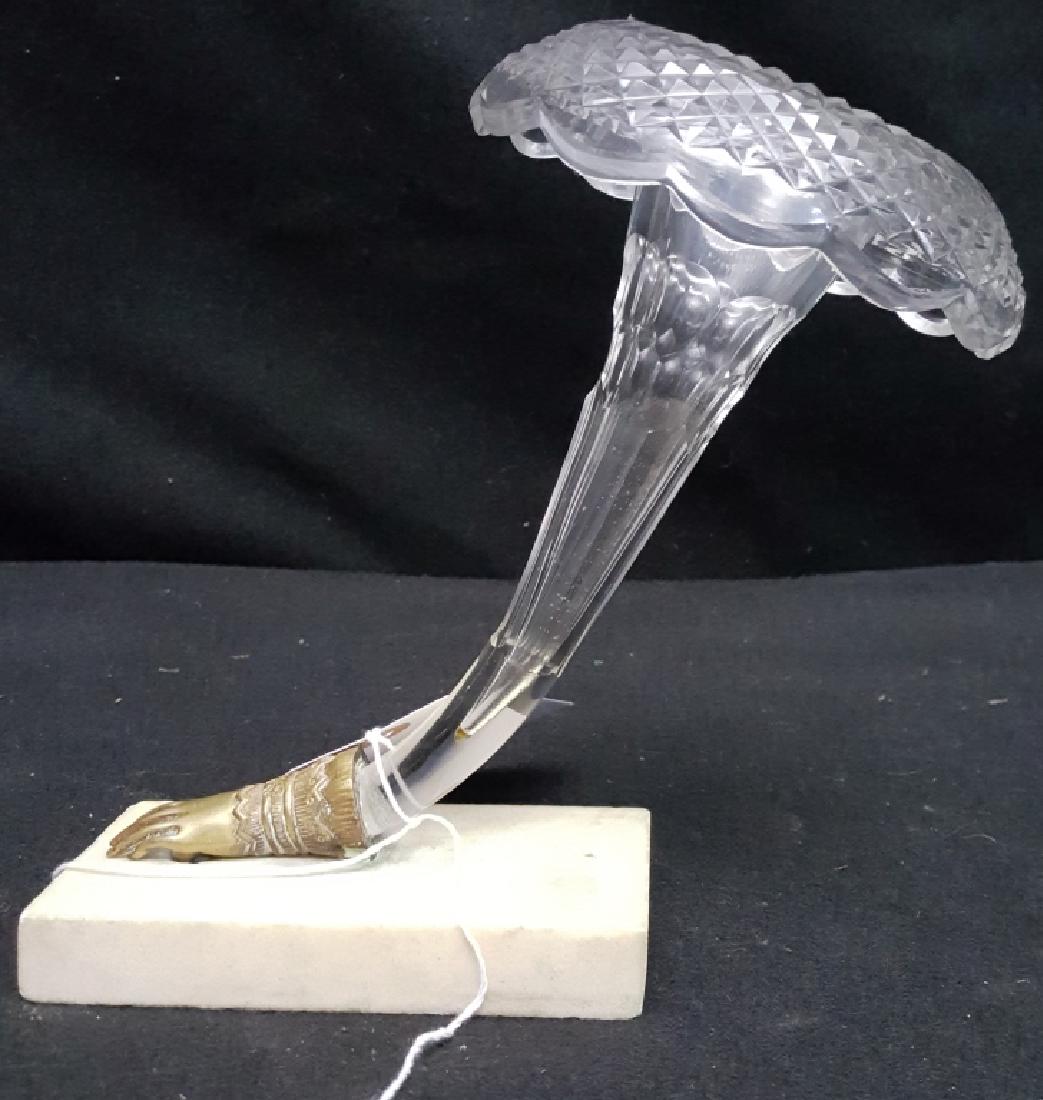 Antique Glass Cornucopia Vase With Brass (1 of 2)