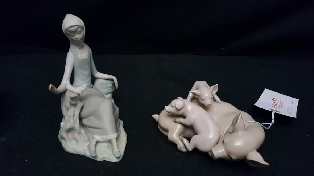 Lladro Sow and Piglets & Girl Talking to a Bird (1 of 2)