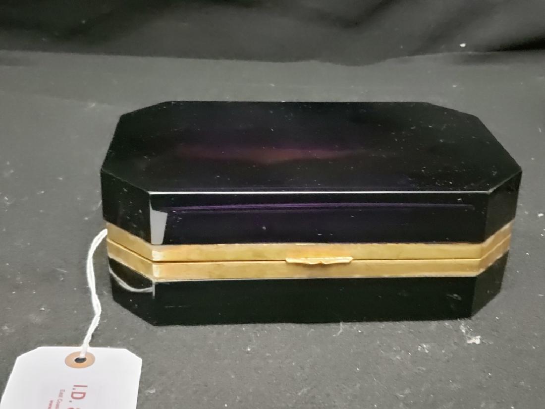 Antique Ameythst Cut Glass Dresser Box (1 of 2)