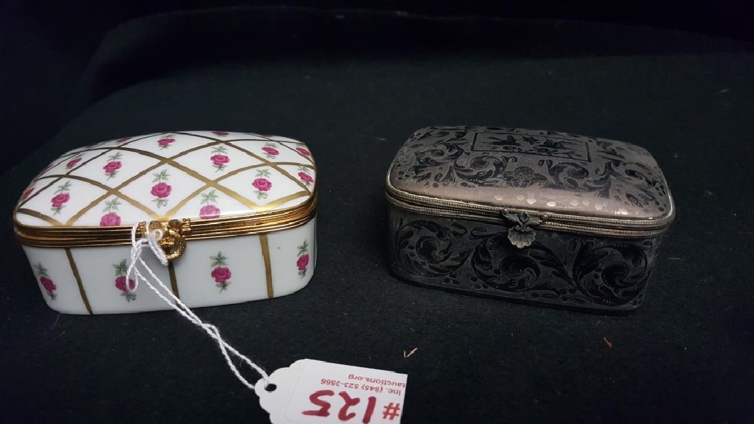 (2) Silvered and Gilt Limoges Porcelain Boxes (1 of 4)