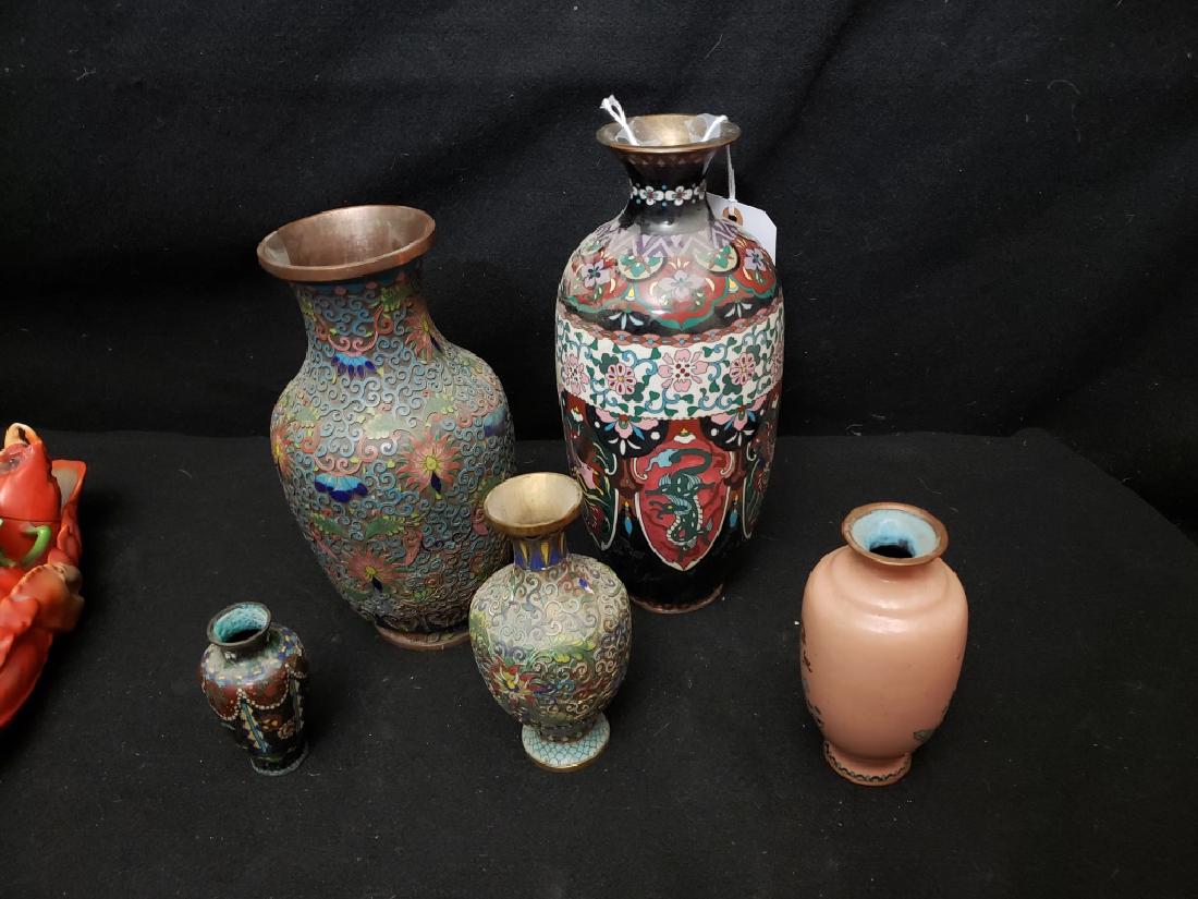 Cloisonne Vase Lot. (5 pcs) (1 of 6)