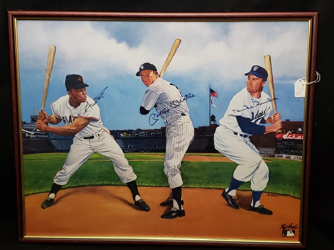 Mickey Mantle, Willie Mays & The Duke Signed Print (1 of 15)