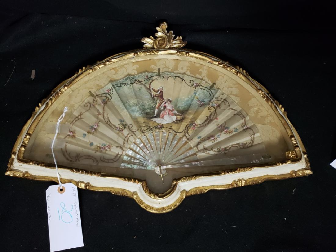 Hand Painted Antique Fan French (?) Framed (1 of 3)