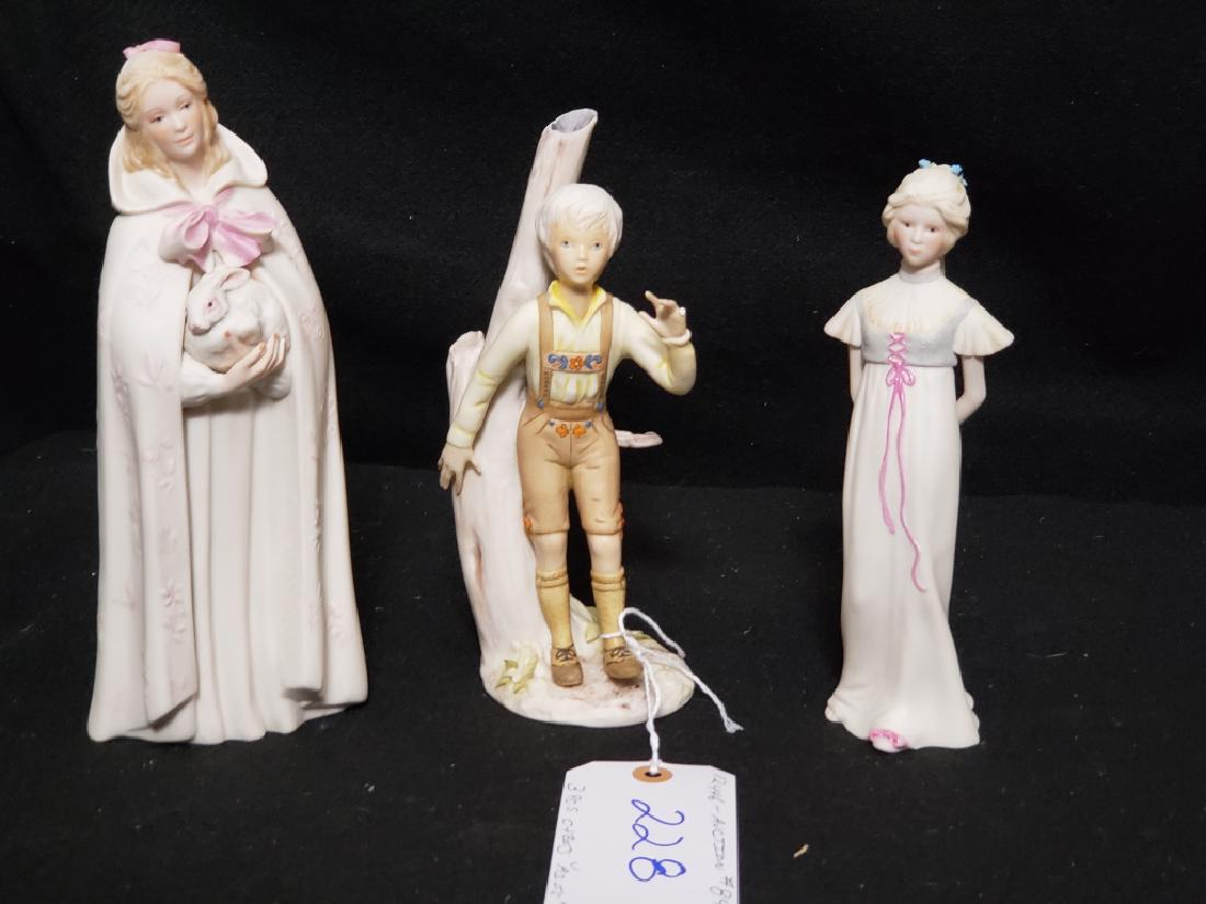 Cybis Porcelain Lot 3 pieces (as is): Boy near tree (missing pinky on left on left hand), Standing girl (missing thumb on right hand and finger on left hand, maybe some tiny flower damage to hair?), Woman holding rabbit (damage to pink ha