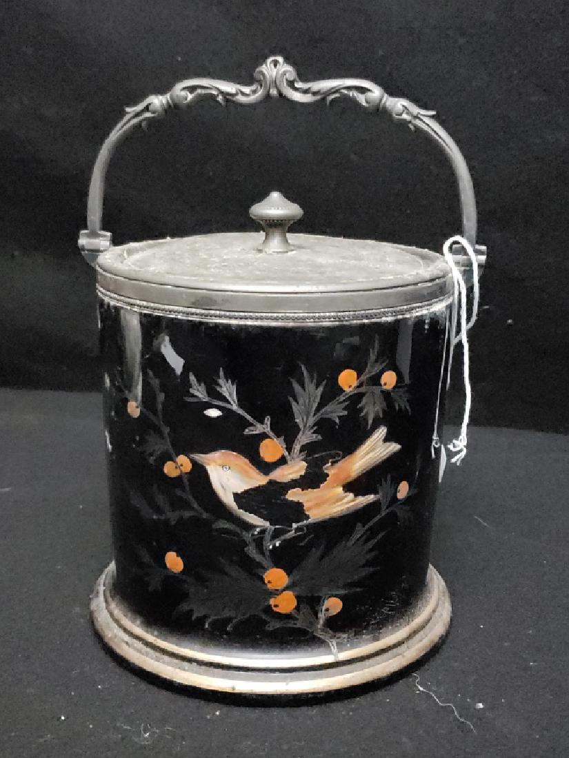 Antique English (?) Enamel Biscuit Cookie Jar (1 of 4)