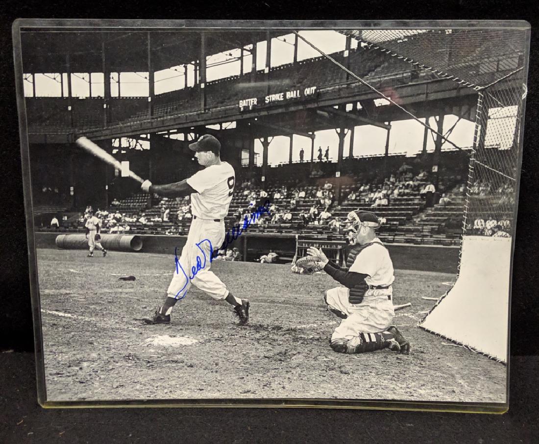 MLB Boston Red Sox Ted Williams Signed B/W Photo: A 11" X 14" Boston Red Sox Ted Williams autographed black and white photo / print. With COA from Stewart Zemsky Collectibles.