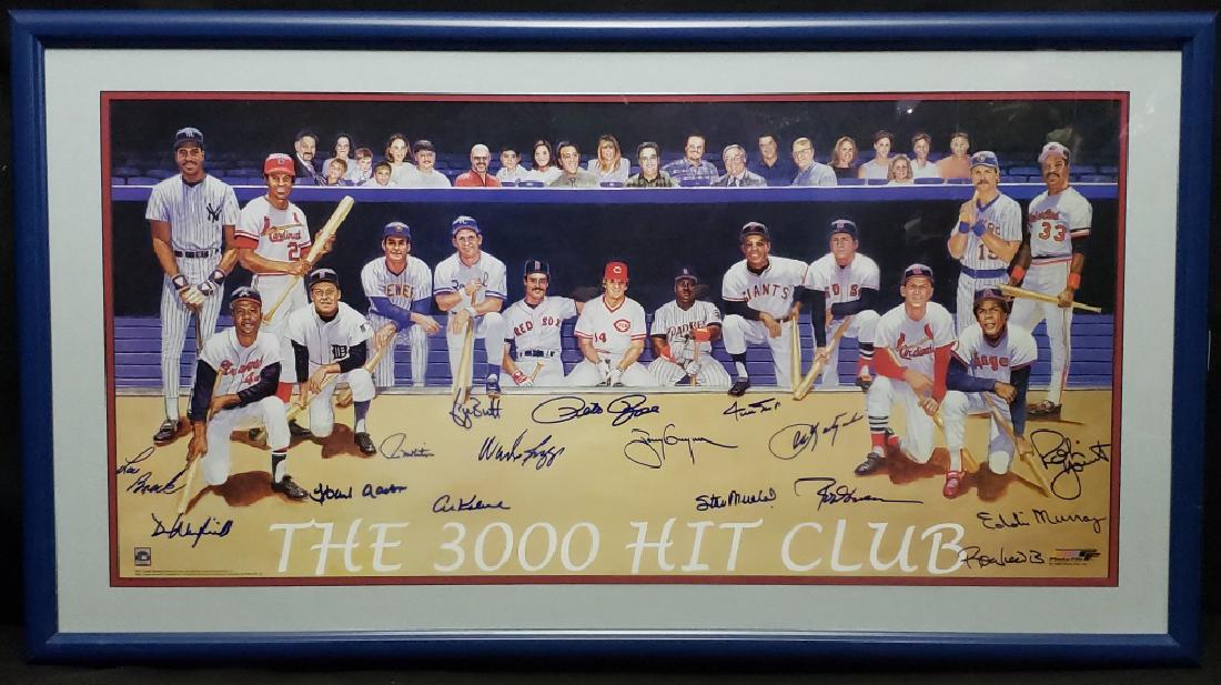 The 3000 Hit Club Cooperstown Collection Signed: The 3000 Hit Club including 15 members with signatures. Including Dave Windfield, Lou Brock, Hank Aaron, Paul Molitor, Wade Boggs, George Brett, Al Kaline, Pete Rose, Tony Gwynn, Willie Mays, Carl Yas