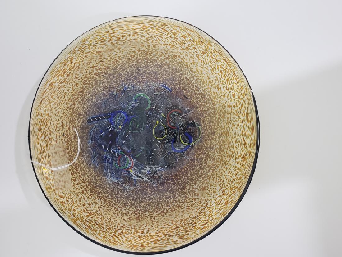 Kosta Boda Art Glass Signed Plate Vallien 11": The plate is 11" diameter on a small foot. The foot is roughly 2.5" diameter. Signed "Kosta Boda / Artist's Coll/ B. Vallien/ 79320". No box or papers, plate only. Some light use wear to center of pla