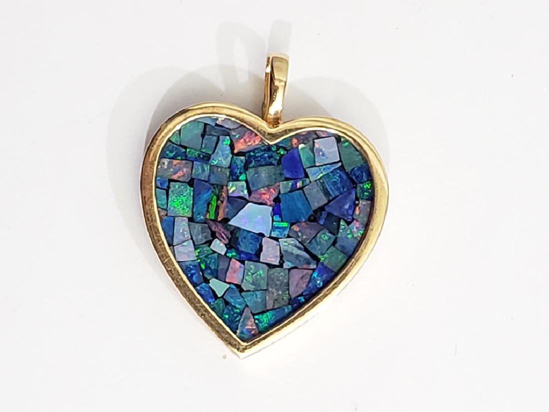14K Gold & Opal Matrix Heart Pendant (1 of 3)