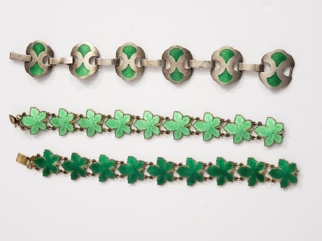 Sterling Silver & Enamel Green Bracelets (3) (1 of 5)