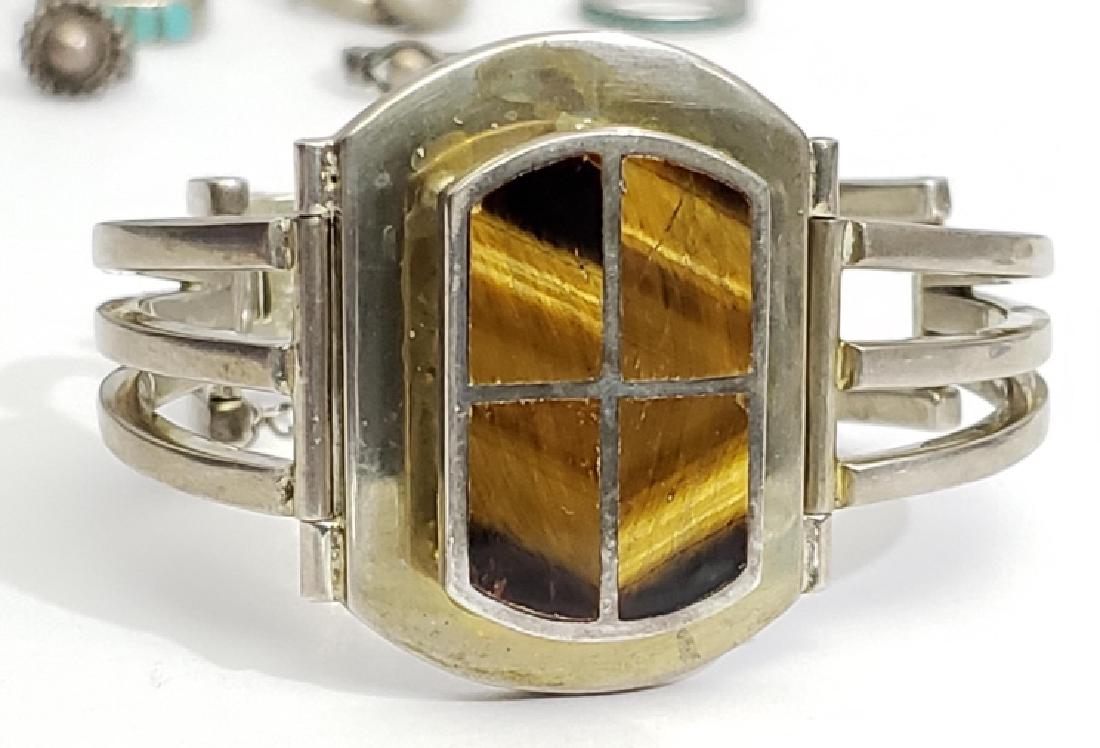 Large Mexican Silver Bracelet With Tiger Eye (1 of 3)