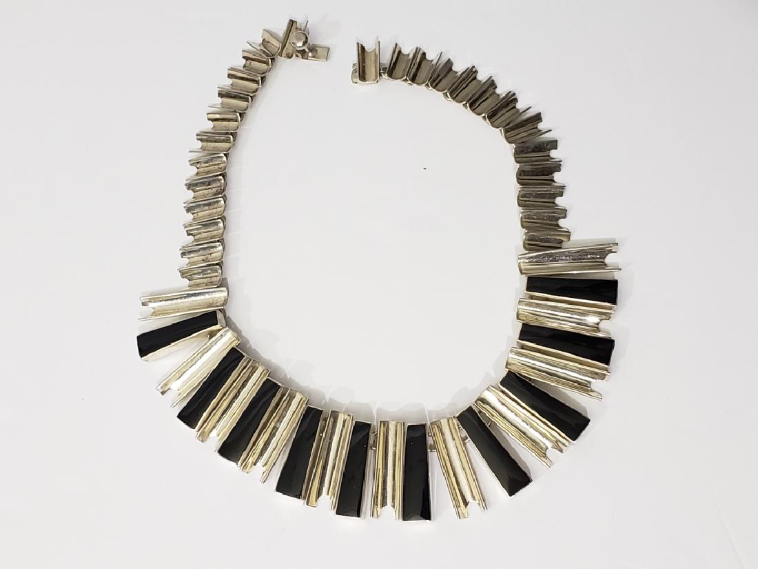 Mexican Sterling Silver & Onyx Necklace (1 of 3)