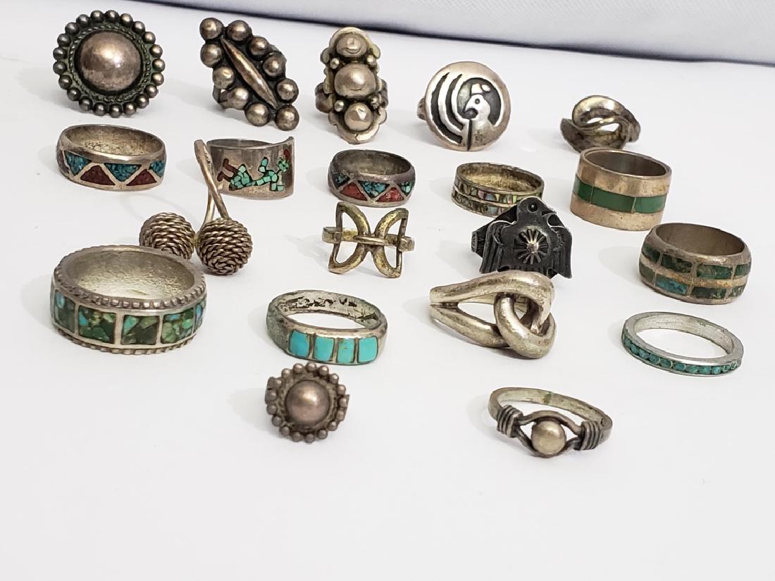 Group 20 Sterling Silver Inlaid & Turquoise Rings (1 of 5)