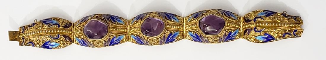 Sterling & Enamel Chinese Bracelet With Amethyst (1 of 4)