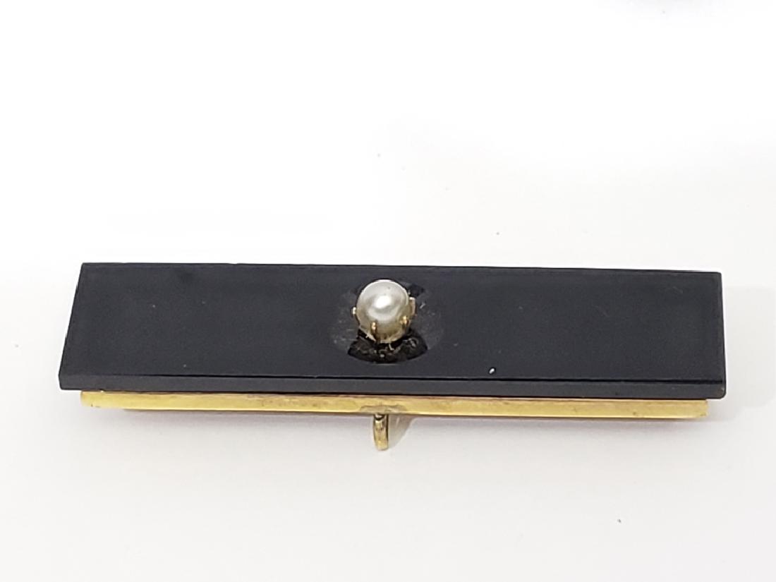 Victorian 14K Onyx & Pearl Bar Pin (1 of 3)