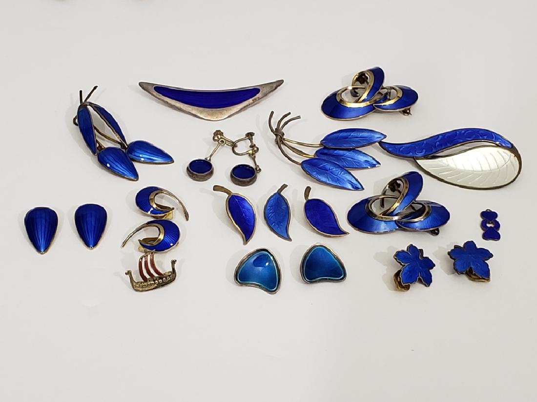 13 Pieces of Sterling Silver & Blue Enamel Jewelry (1 of 5)