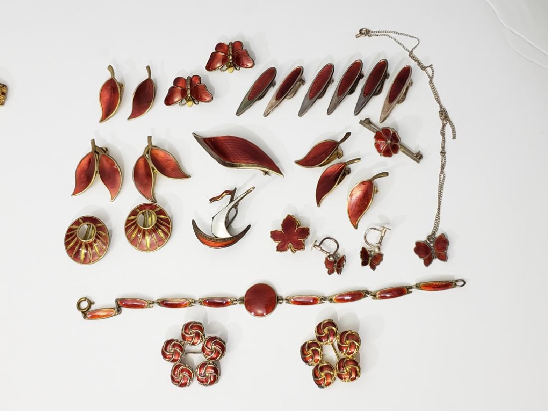 16 Pieces Of Sterling & Red Enamel Jewelry (1 of 12)