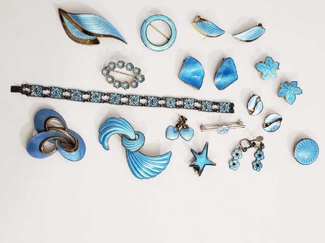 13 Assorted Light Blue Sterling & Enamel Jewelry (1 of 12)