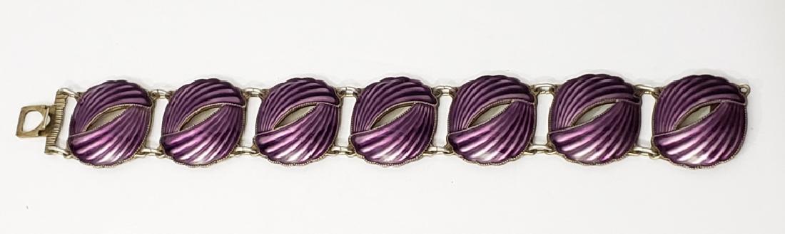 Beautiful Purple Enamel & Sterling Silver Bracelet (1 of 3)