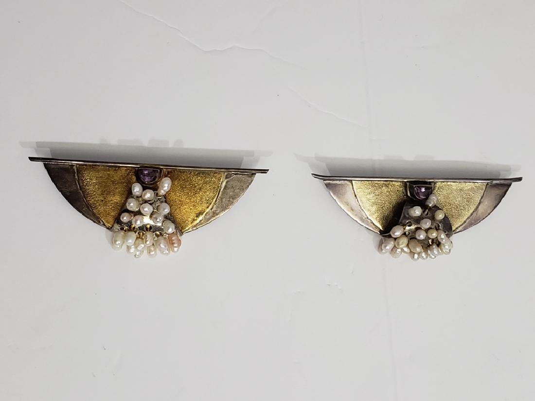 Two Modernist Sterling Pins With Pearls (1 of 4)