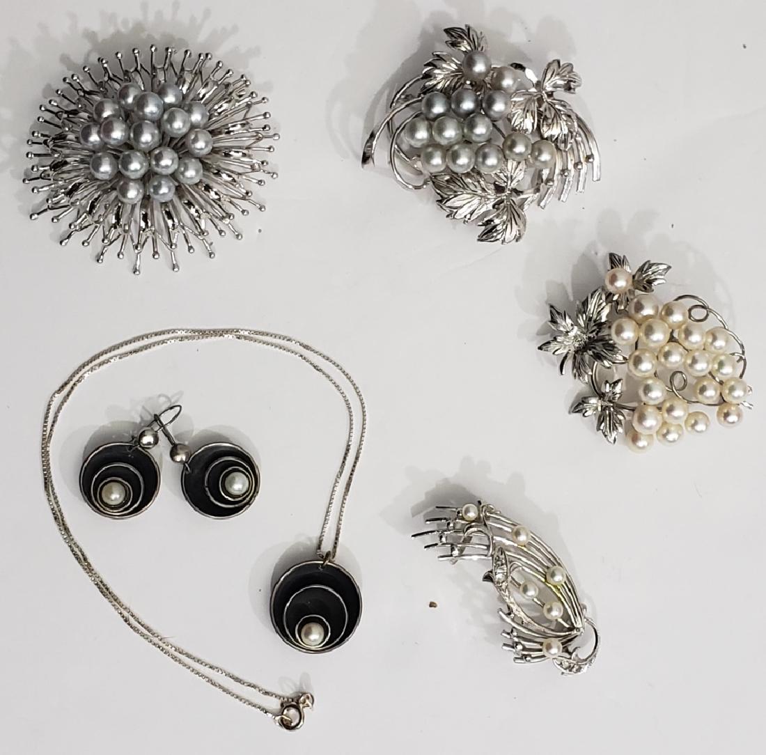 Sterling Silver & Pearl Jewelry Lot, 6 Items (1 of 9)