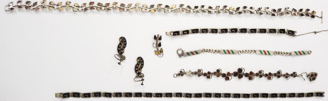 Silver & Enamel Jewelry Lot (6) Items (1 of 10)