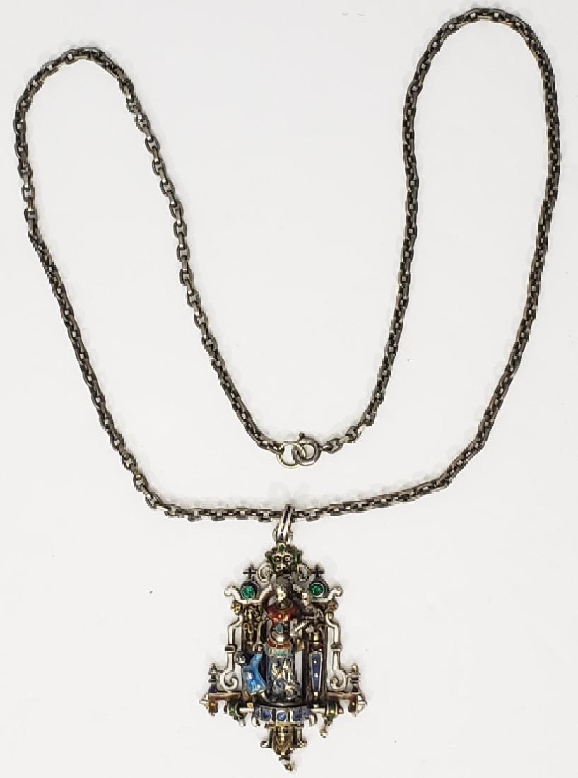 Silver & Enamel Figural Pendant With Stones (1 of 3)