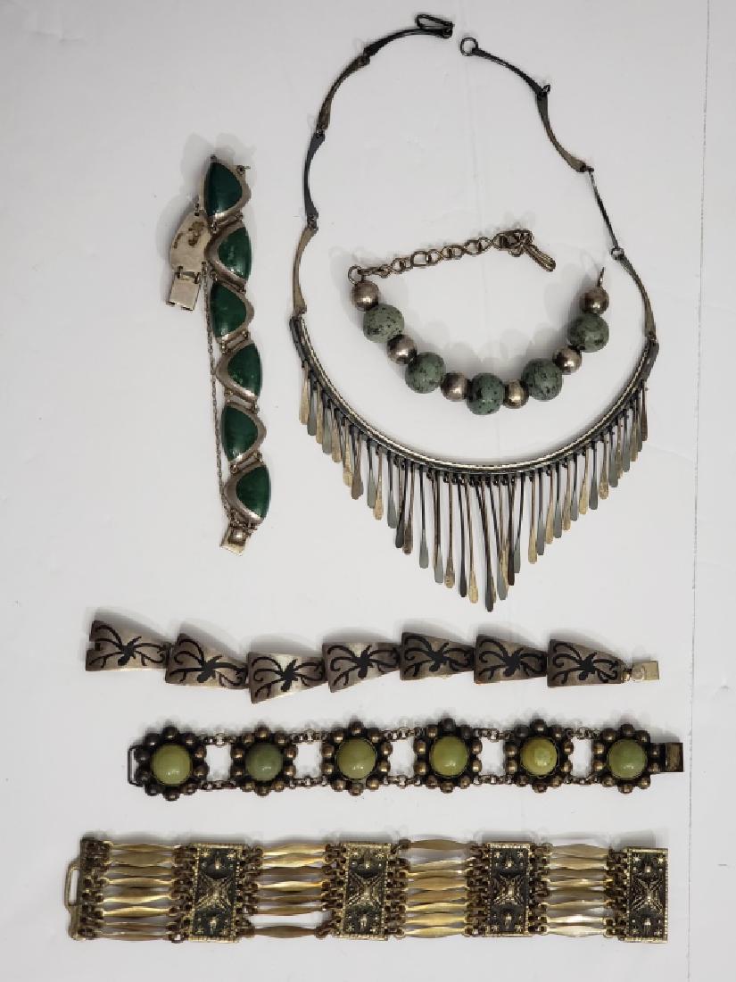 Group of 5 Silver Bracelets & 1 Necklace, Mexico (1 of 6)