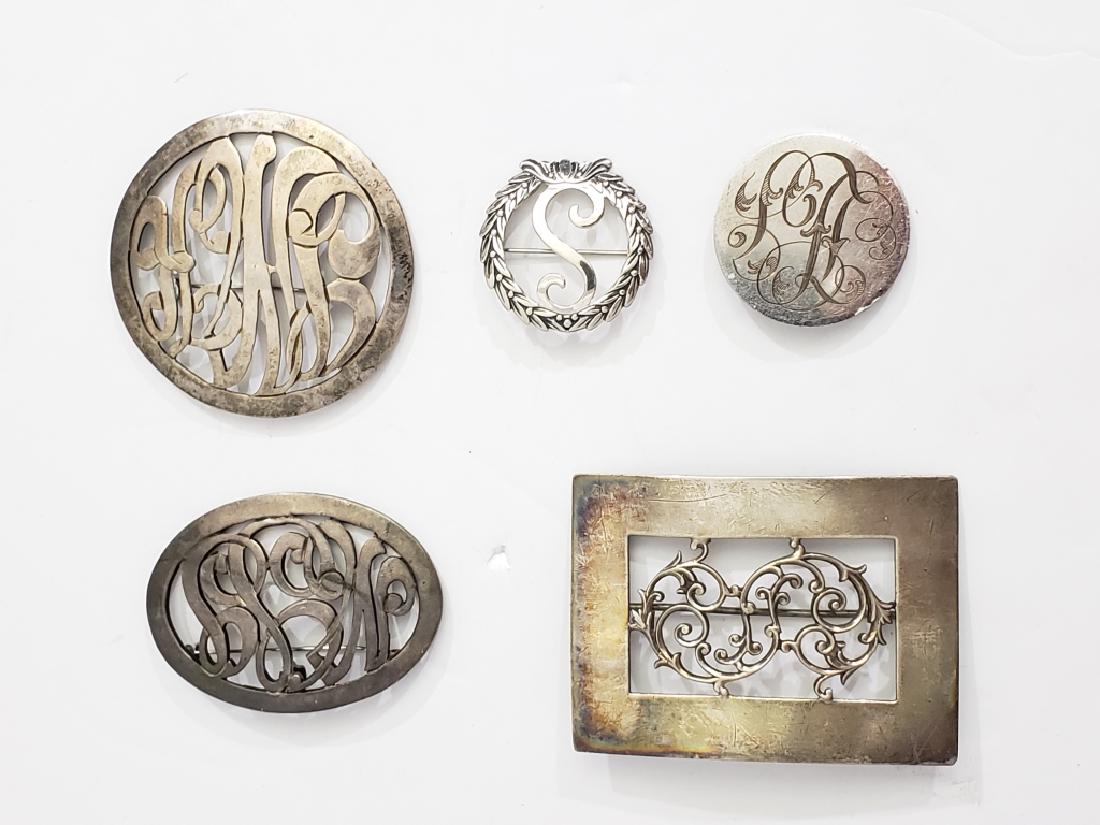 5 Vintage Silver Initial or Name Pins (1 of 10)