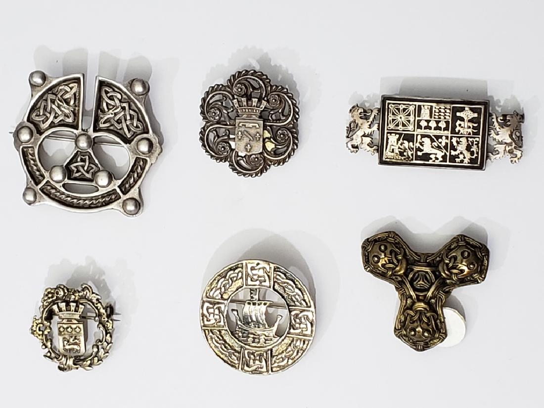 Group of 6 Sterling Silver Pins With Crests or COA (1 of 12)